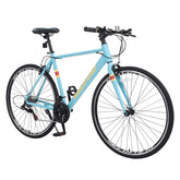 Redfire Hybrid Road Bike, 21 Speed Shimano Shifters, 700C Wheels 21 in Aluminum Frame, City Commuter Road Bicycle for Adult Men&Women(Mint Green)