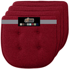 Gorilla Grip Tufted Memory Foam Chair Cushions, Set of 4 Comfortable Pads for Dining Room, Slip Resistant Backing, Washable Kitchen Table, Office