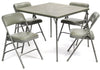 5pc. XL Series Folding Card Table and Triple Braced Vinyl Padded Chair Set, Commercial Quality, Grey