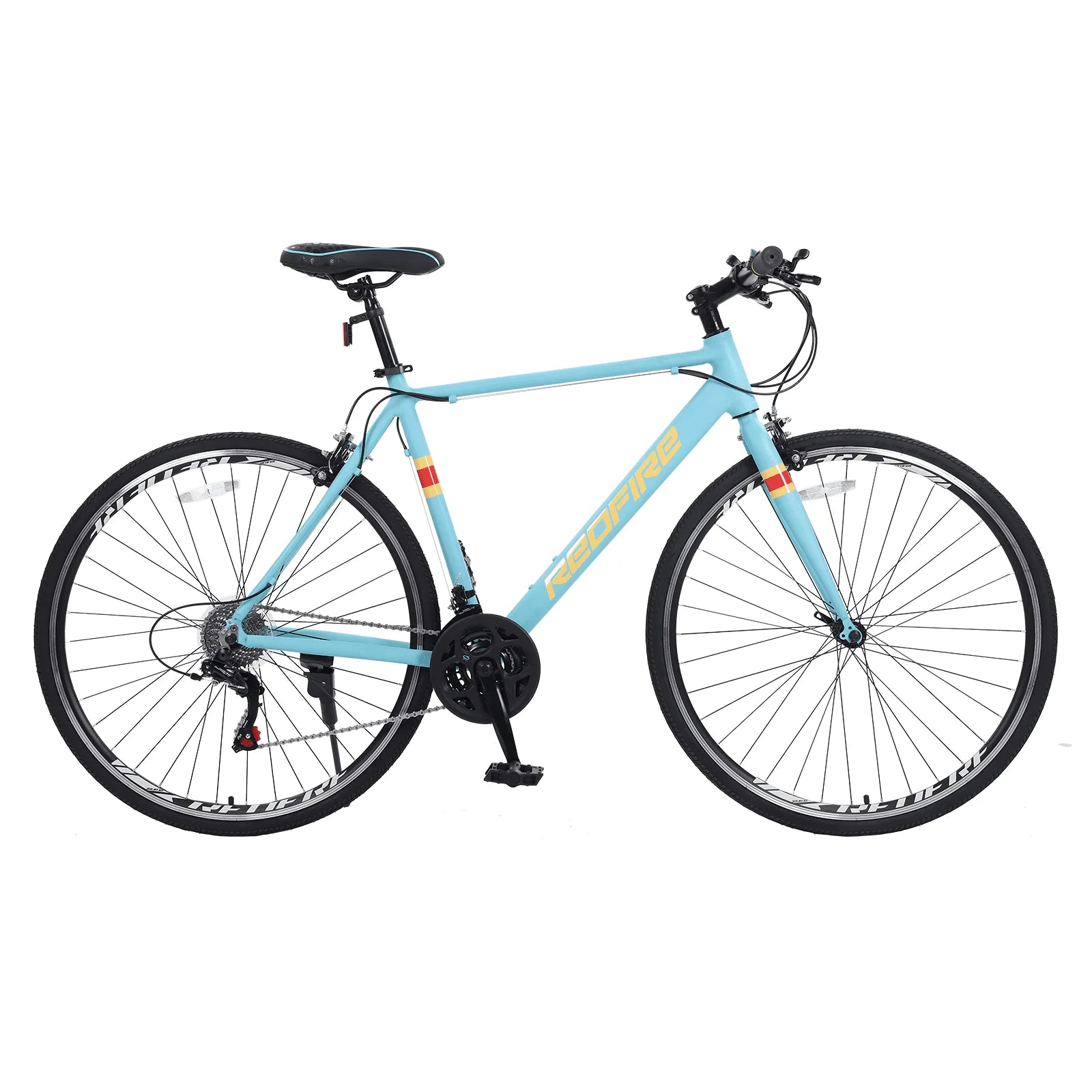 Redfire Hybrid Road Bike, 21 Speed Shimano Shifters, 700C Wheels 21 in Aluminum Frame, City Commuter Road Bicycle for Adult Men&Women(Mint Green)
