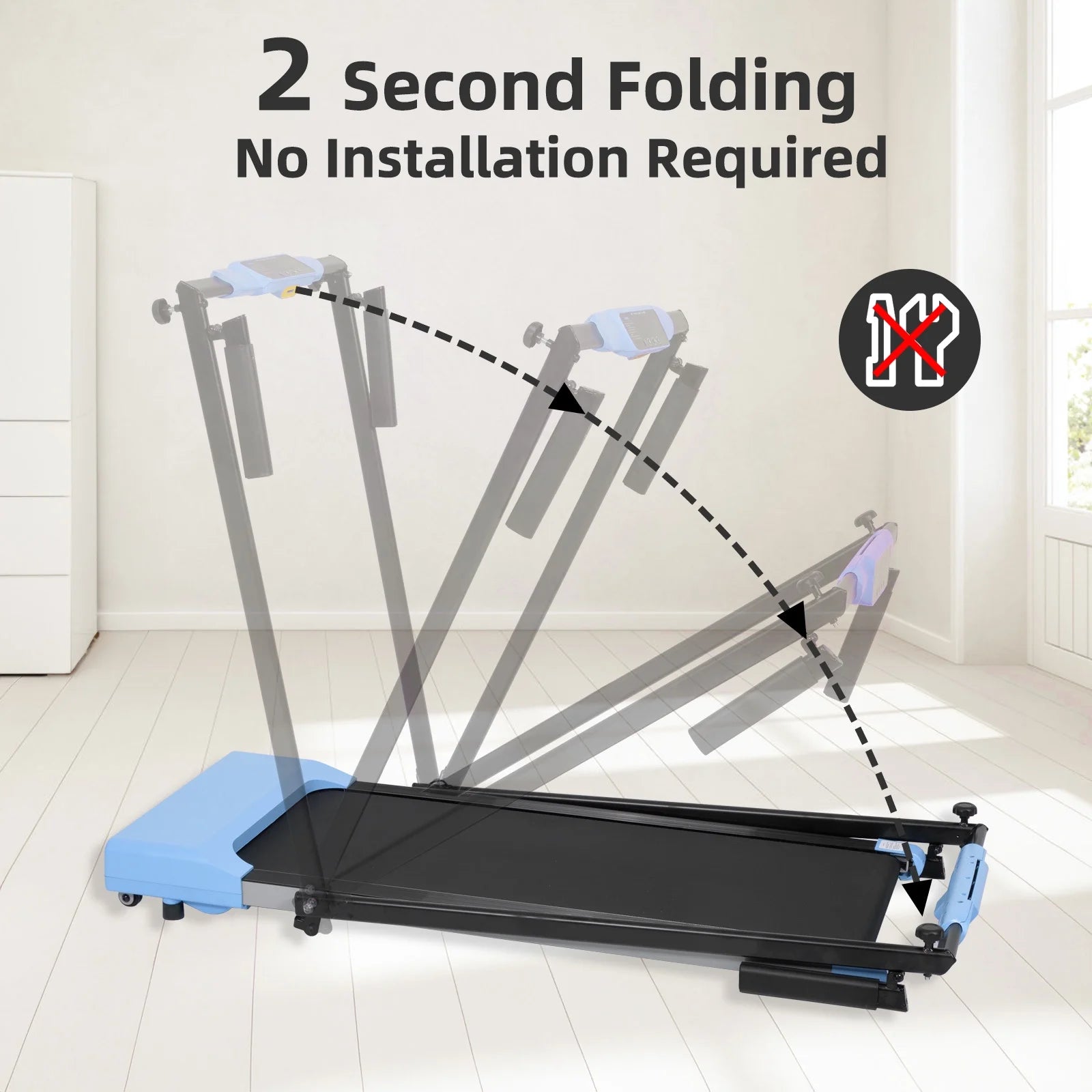 Ambifirner Portable Folding Treadmill, 3.0 HP Foldable Compact Treadmill for Home Office with 300 lb Capacity for Walking & Running