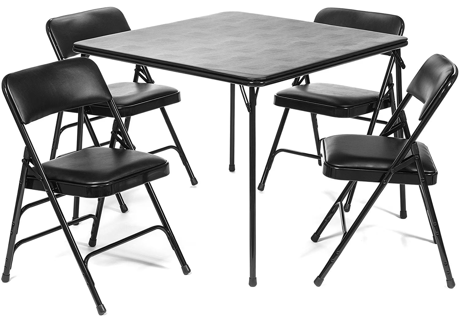 5pc. XL Series Folding Card Table and Triple Braced Vinyl Padded Chair Set, Commercial Quality, Grey