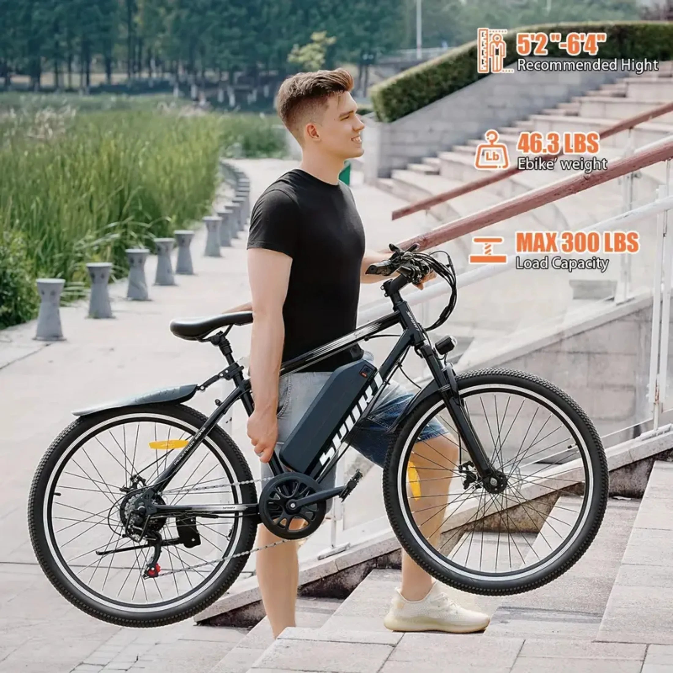 MISODO Electric Bike for Adults 26", 750W Peak E - Mountain Bike 48V 10AH, 25mph 45miles Range Electric Mountain Bike, E - Mountain Bikefor Adults Off - Road, Professional 7 - Speed UL2849