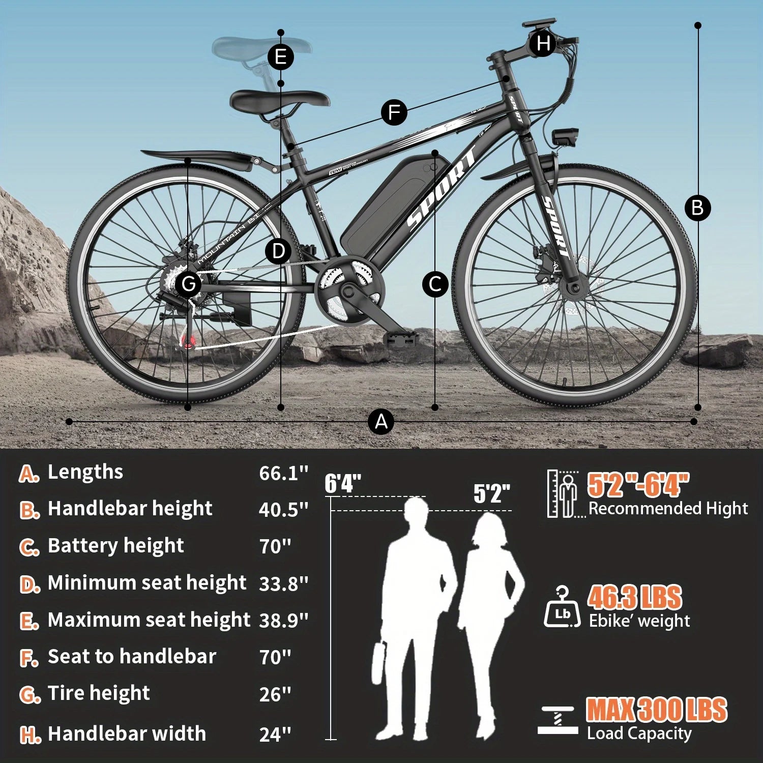 MISODO Electric Bike for Adults 26", 750W Peak E - Mountain Bike 48V 10AH, 25mph 45miles Range Electric Mountain Bike, E - Mountain Bikefor Adults Off - Road, Professional 7 - Speed UL2849