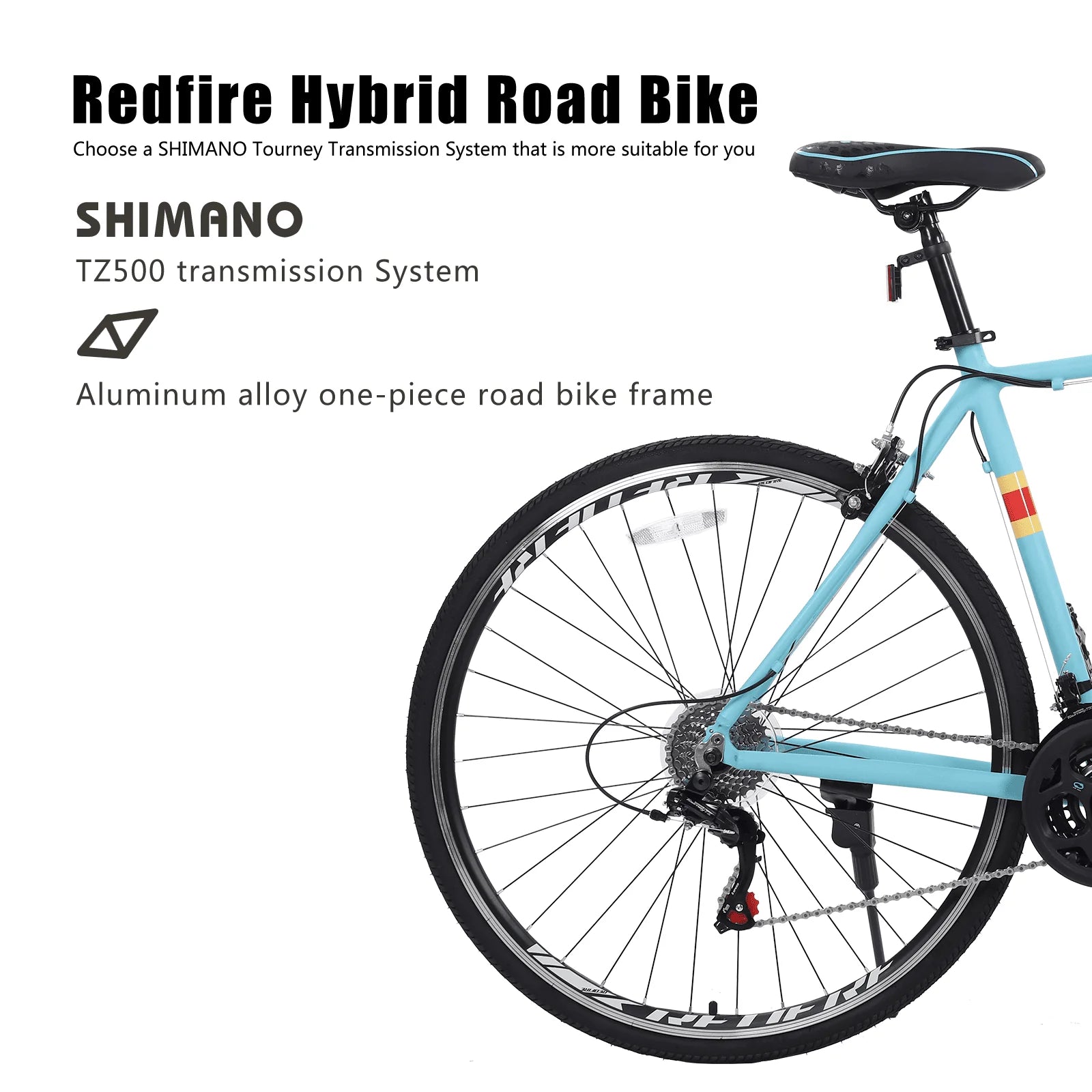 Redfire Hybrid Road Bike, 21 Speed Shimano Shifters, 700C Wheels 21 in Aluminum Frame, City Commuter Road Bicycle for Adult Men&Women(Mint Green)