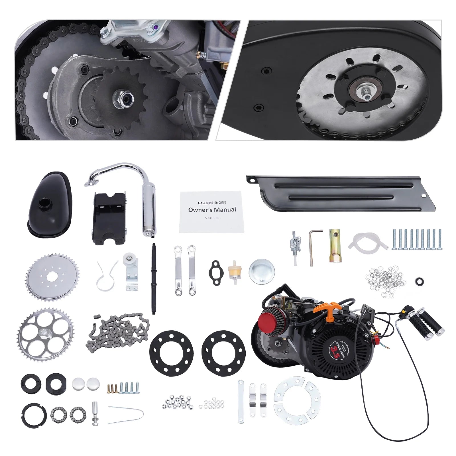 Aiqidi Full Set 100CC 4 - Stroke Bicycle Engine Kit Gas Motorized Motor Bike Modified Engine Conversion Kit Chain Drive 3HP 3600rpm