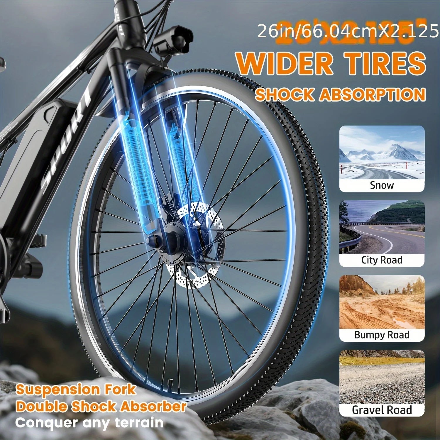MISODO Electric Bike for Adults 26", 750W Peak E - Mountain Bike 48V 10AH, 25mph 45miles Range Electric Mountain Bike, E - Mountain Bikefor Adults Off - Road, Professional 7 - Speed UL2849