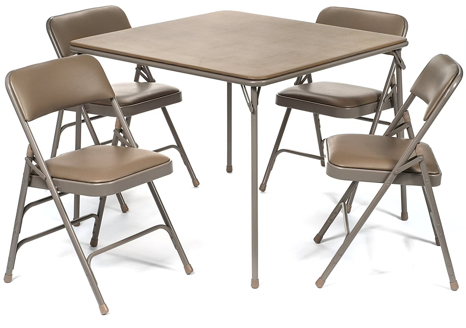 5pc. XL Series Folding Card Table and Triple Braced Vinyl Padded Chair Set, Commercial Quality, Grey